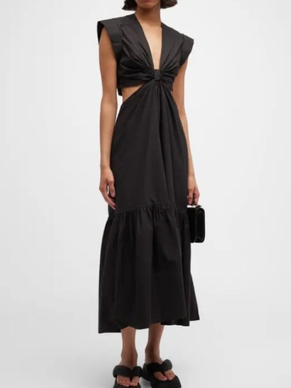 A.L.C. Alexandria Cutout Knot Front Maxi Dress Size 2 Black